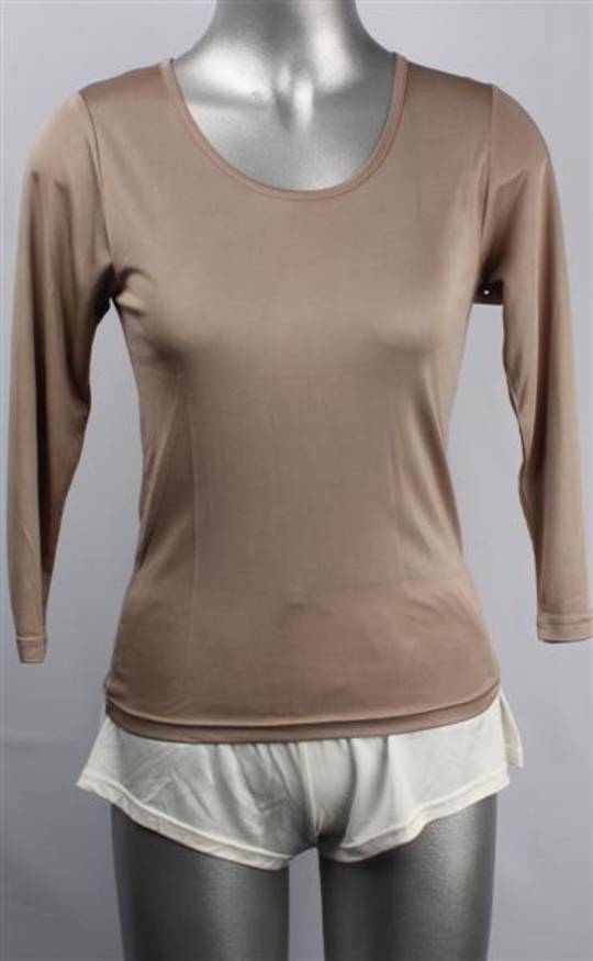 Pure silk  long sleeve camisole top taupe Code:AL/SILK/1